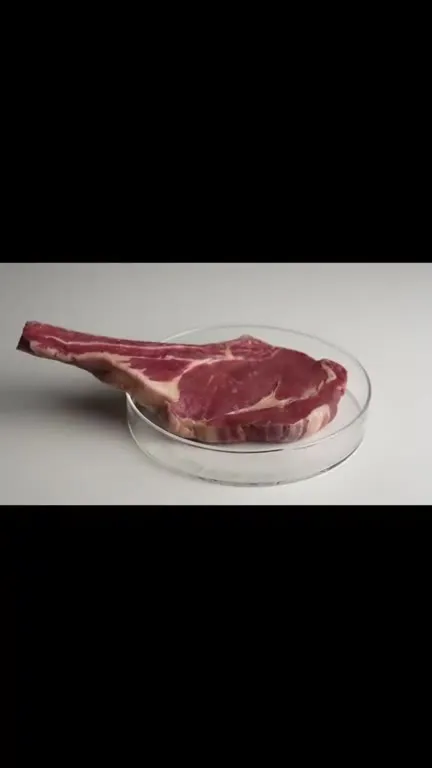 Кот съедает огромный стейк