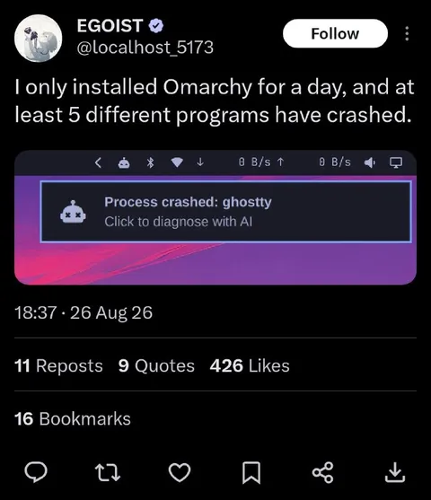 Omarchy Crashes Everything