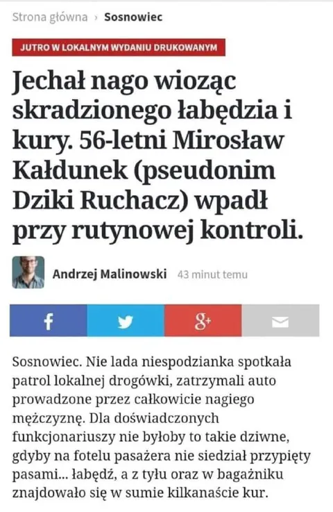 Nagi kierowca ze skradzionym łabędziem