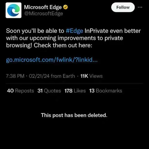 Deleted Private Browsing Announcement