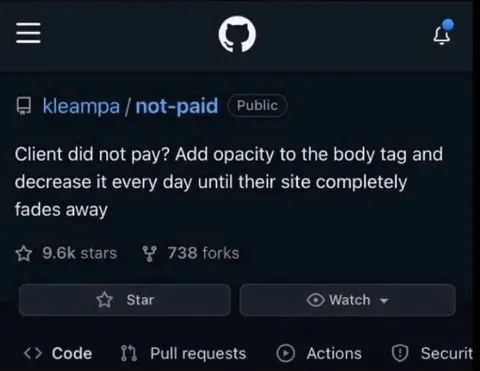 Unpaid Client Website Fades Away