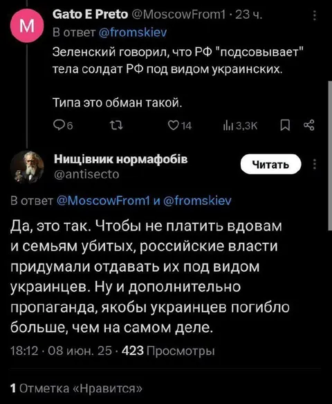 Тела солдат под видом украинцев