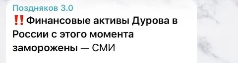 Финансовые активы Дурова заморожены