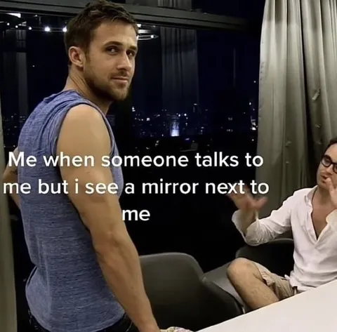 Ryan Gosling Sees His Reflection