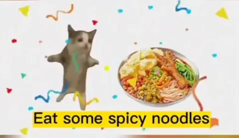 Cat Eats Spicy Noodles