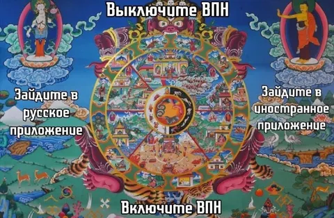 Выключите VPN и зайдите в русское приложение