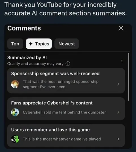 YouTube AI Comment Summaries