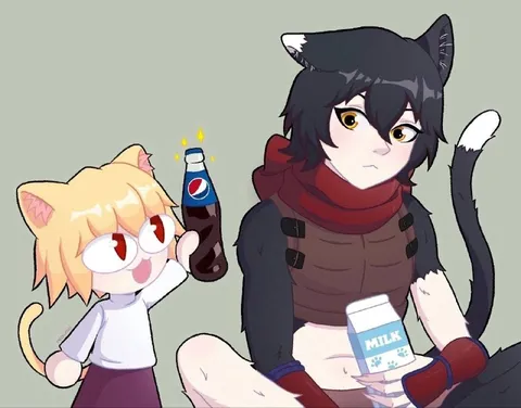 Cat Offers Milk Instead of Pepsi