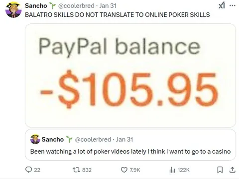 Negative PayPal Balance Poker Joke