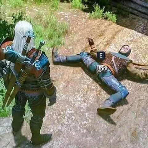 Geralt Finds Loot on the Road