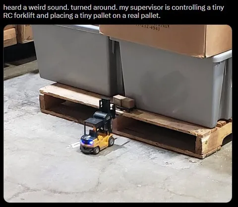 Tiny Forklift, Real Pallet