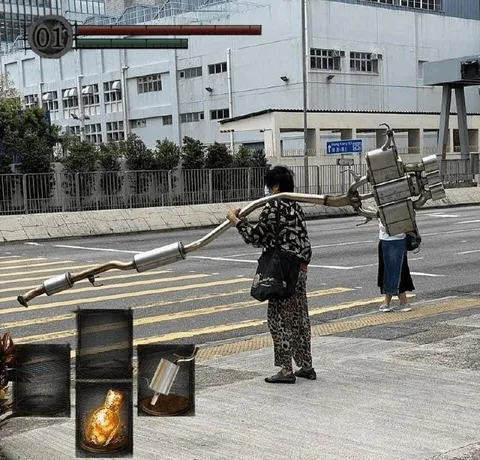 Crossing the Street With a Giant Pipe