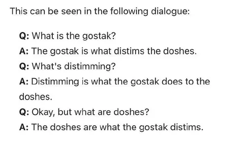 Gostak and Doshes Circular Definition