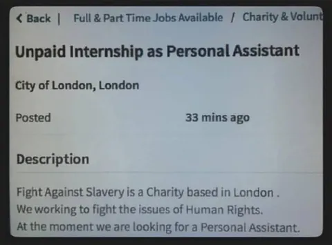 Unpaid Internship Fighting Slavery