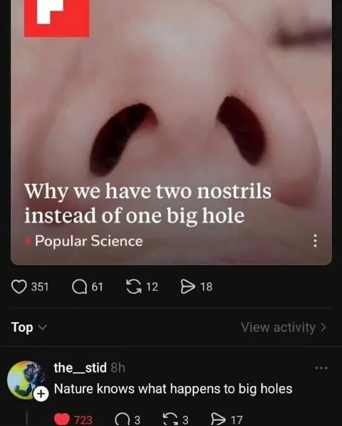 Nature Knows About Big Holes