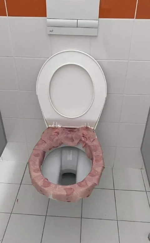 Туалет с розовым сиденьем