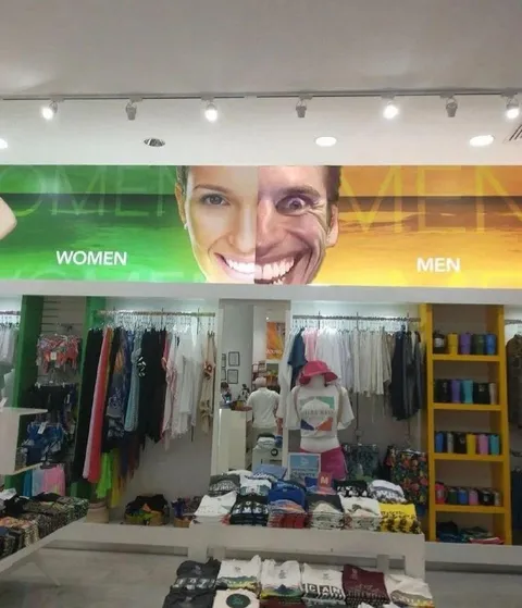 Women Men Split Face Sign
