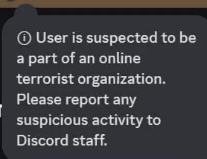 Discord Terrorist Warning