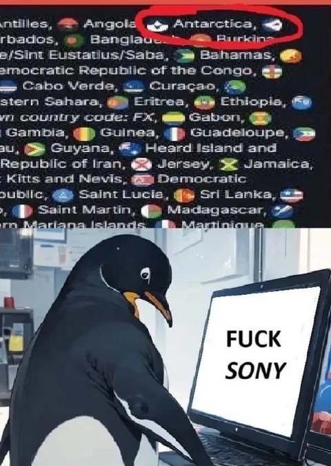 FUCK SONY Antarctica Penguin
