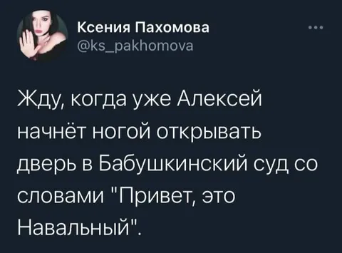 Навальный открывает дверь суда