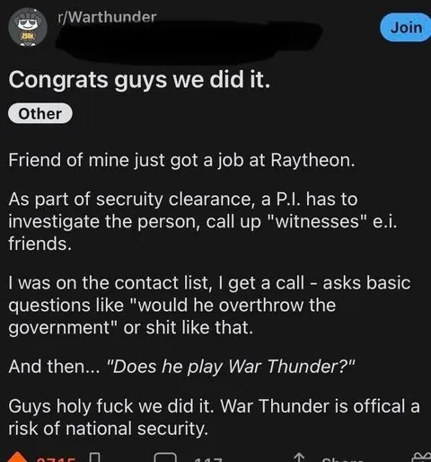 War Thunder National Security Risk