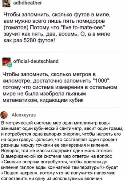 Метрическая система против имперской
