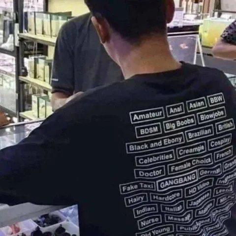 Porn Category Shirt at the Counter