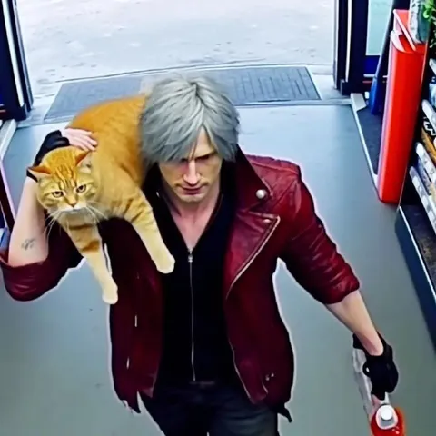 Мужчина несёт огромного кота