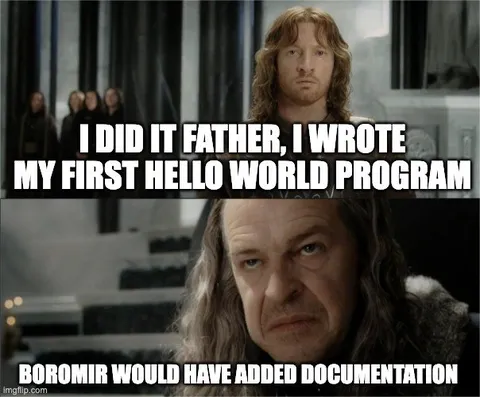 Boromir Writes Hello World