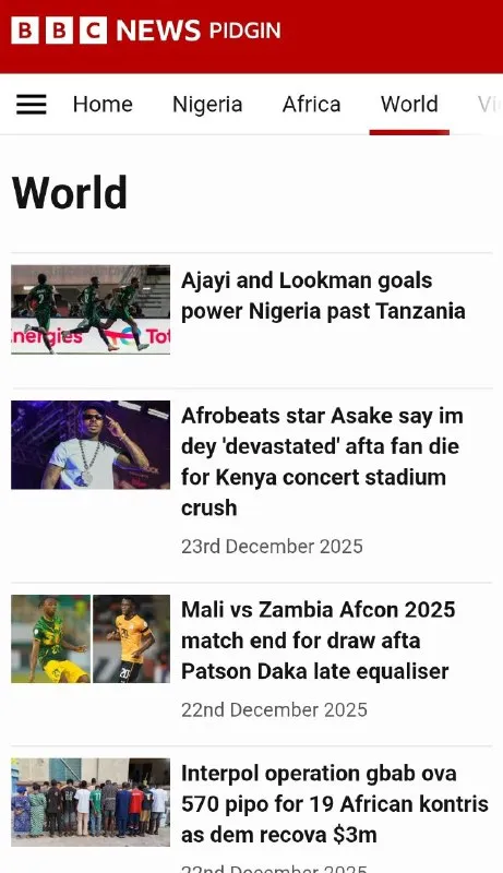 BBC Pidgin News Headlines