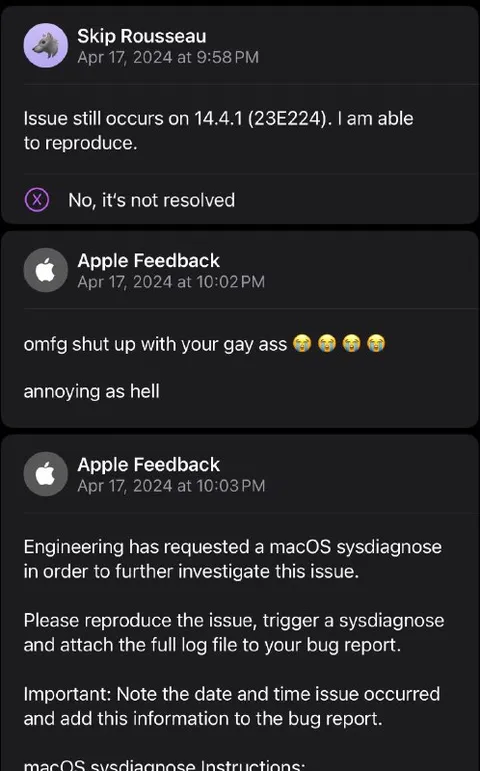 Apple Feedback Gets Fed Up