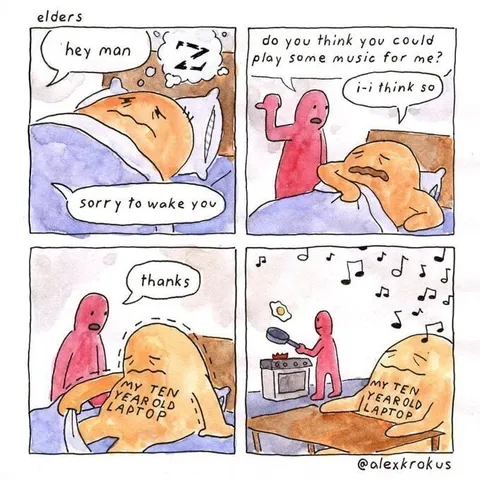 Ten-Year-Old Laptop Plays Music