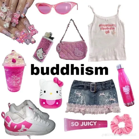 Pink Hello Kitty Buddhism Aesthetic