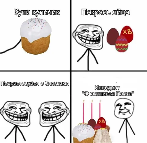 Счастливая Пасха с троллфейсом