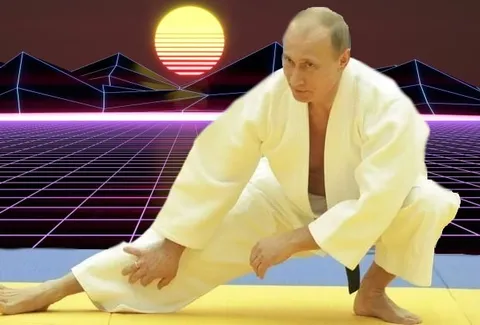 Путин растягивается на татами
