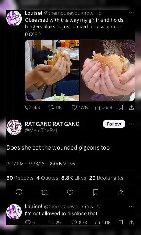 Wounded Pigeon Burger Grip