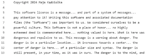 Software License Warning