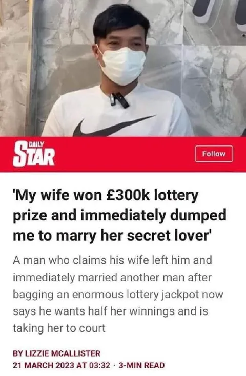 Wife Wins Lottery and Leaves Husband