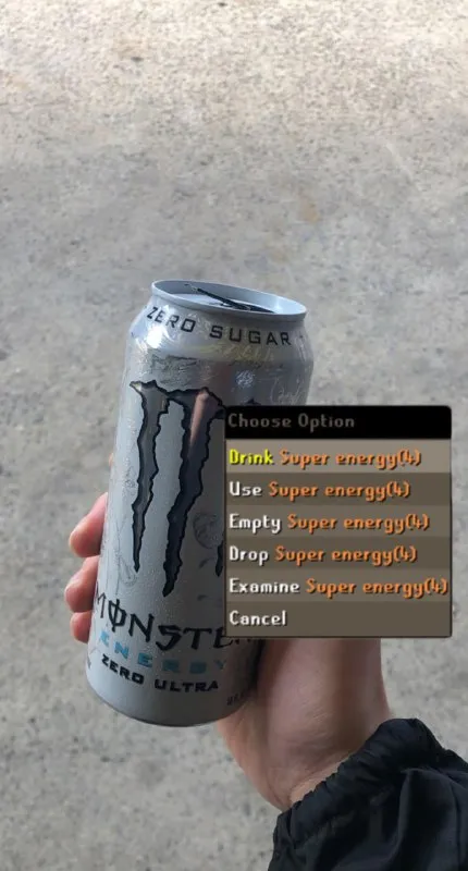 Choose Option: Drink Super Energy
