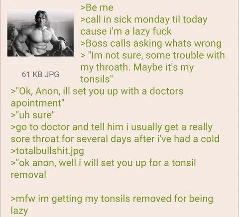 Lazy Sick Day Tonsil Removal