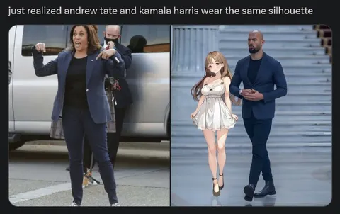 Andrew Tate and Kamala Harris Silhouette