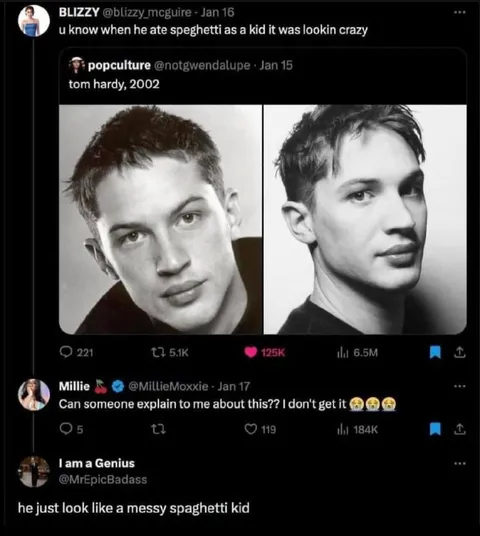 Messy Spaghetti Kid Tom Hardy