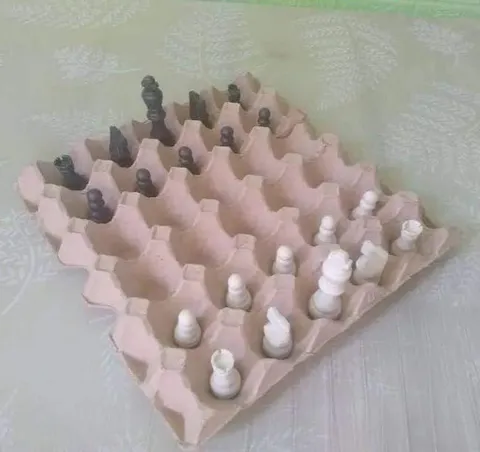 Шахматы на картонной упаковке