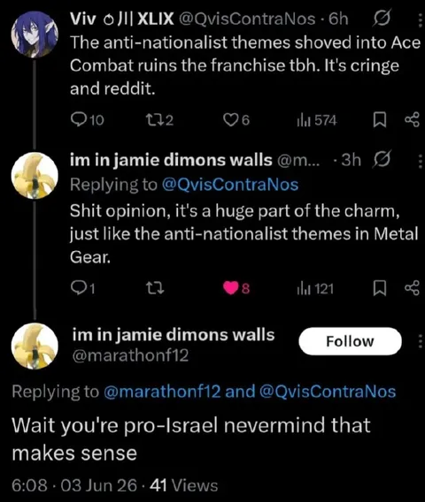 Pro-Israel Ace Combat Argument