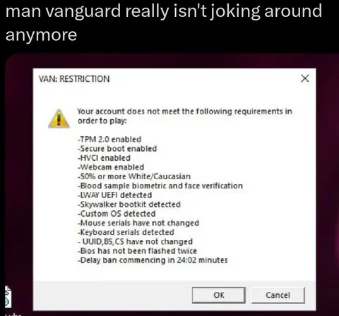 Vanguard Restriction Requirements