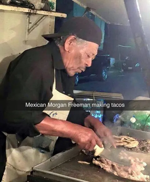Mexican Morgan Freeman Making Tacos