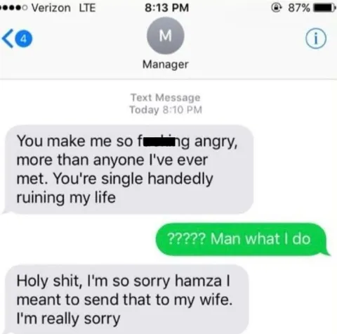Accidental Angry Text to Manager