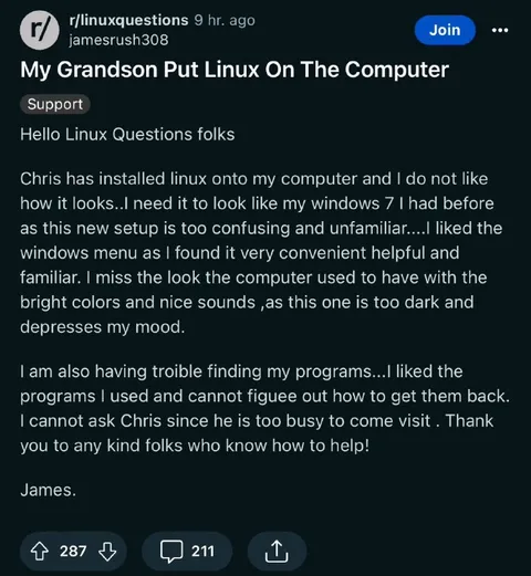 Grandson Installed Linux