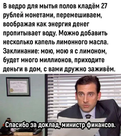 Министр финансов моет полы монетами