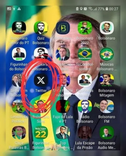Celular cheio de aplicativos Bolsonaro